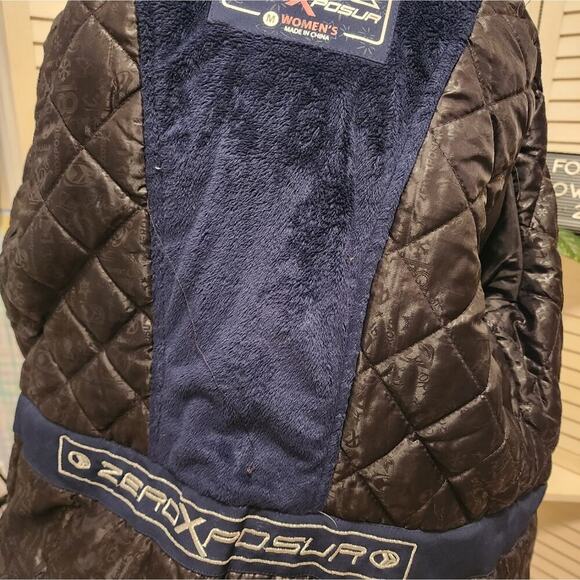 ZERO EXPOSUR BLUE WITH PRINT BUCKLE WINTER JACKET WITH HOOD SIZE MED - Picture 2 of 11